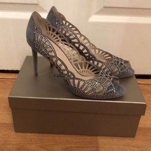 Crystal Laser Cut Giorgio Armani Peep Toe Pumps